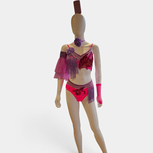 Pink purple sequin fringe - pink,
